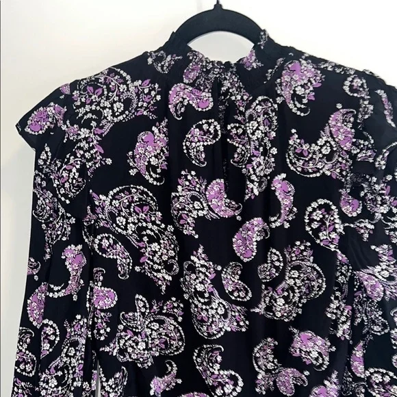 LOFT Black and Purple Paisley Women's Top - size small - Picture 6 of 10
